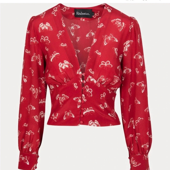 Realisation Par Tops - Realisation Par Kaia Top Red Butterfly Size XS